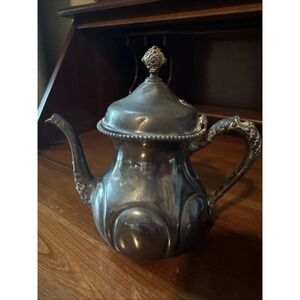 New‎ Amsterdam Silver Co. Teapot / Coffee Pot Quadruple Plated #615 Beaded VTG